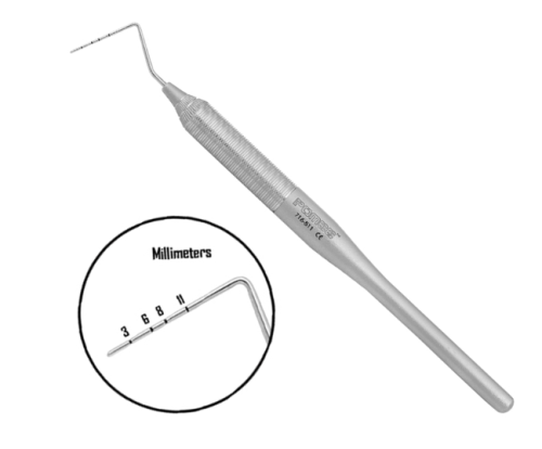 POMEE USA PROBE & EXPROS- Periodontal Probes - Hollow Handle 9.5mm- Clear View