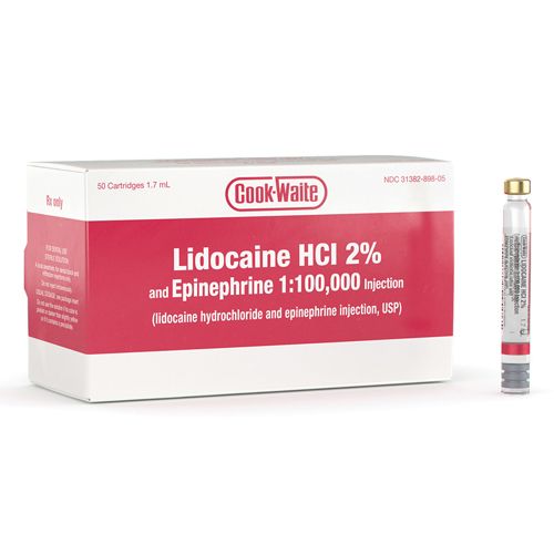 Cook-Waite Lidocaine 2% 1:100,000 and 1:50,000 Epi